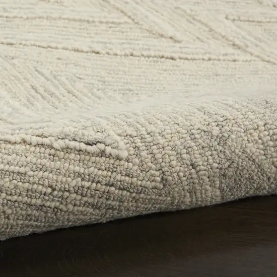 Beige And Gray Wool Chevron Area Rug Photo 9