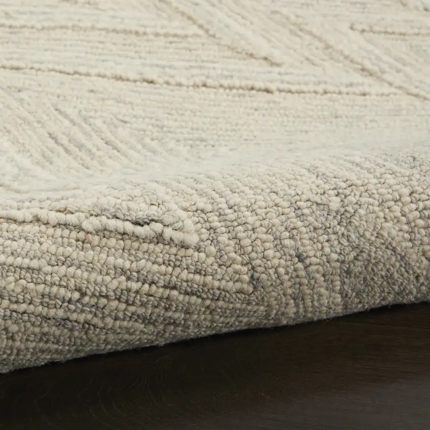 Beige And Gray Wool Chevron Area Rug Photo 9