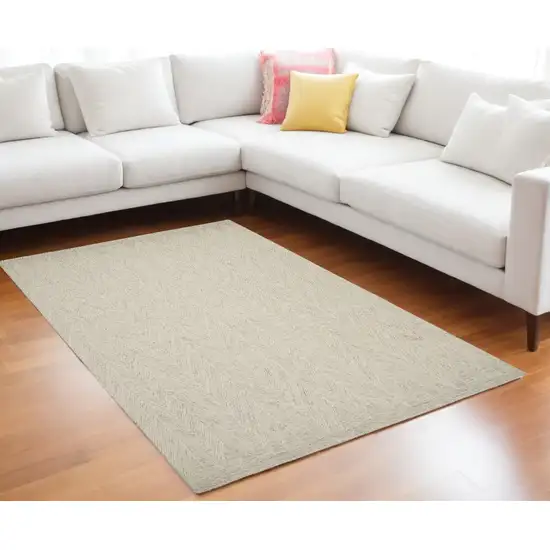 Beige And Gray Wool Chevron Area Rug Photo 1