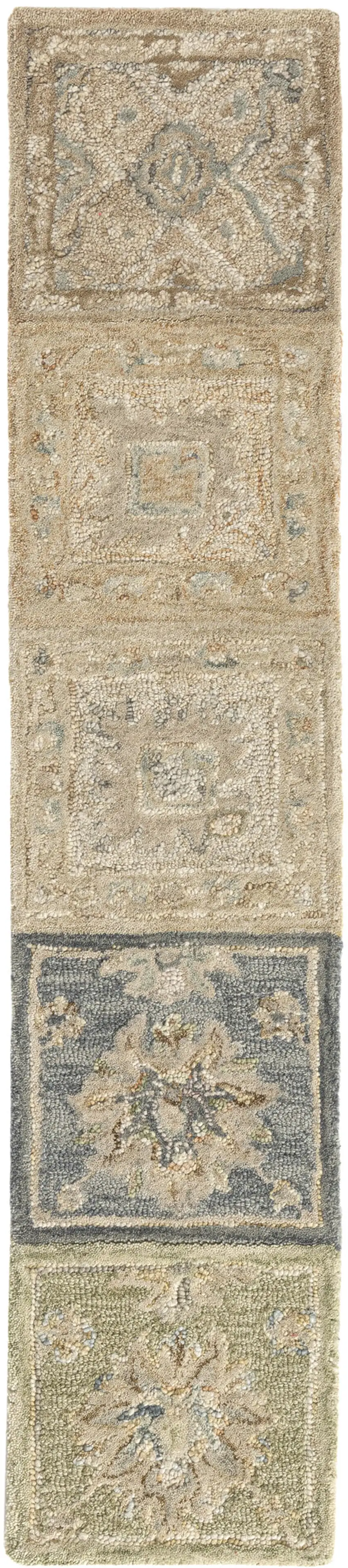 Beige And Gray Wool Floral Hand Tufted Area Rug Photo 2