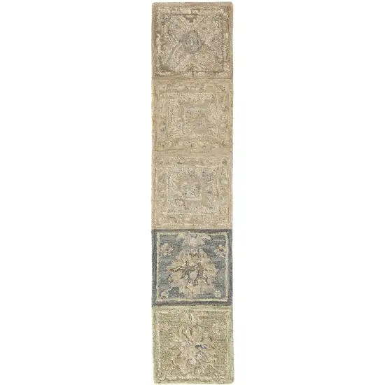 Beige And Gray Wool Floral Hand Tufted Area Rug Photo 5