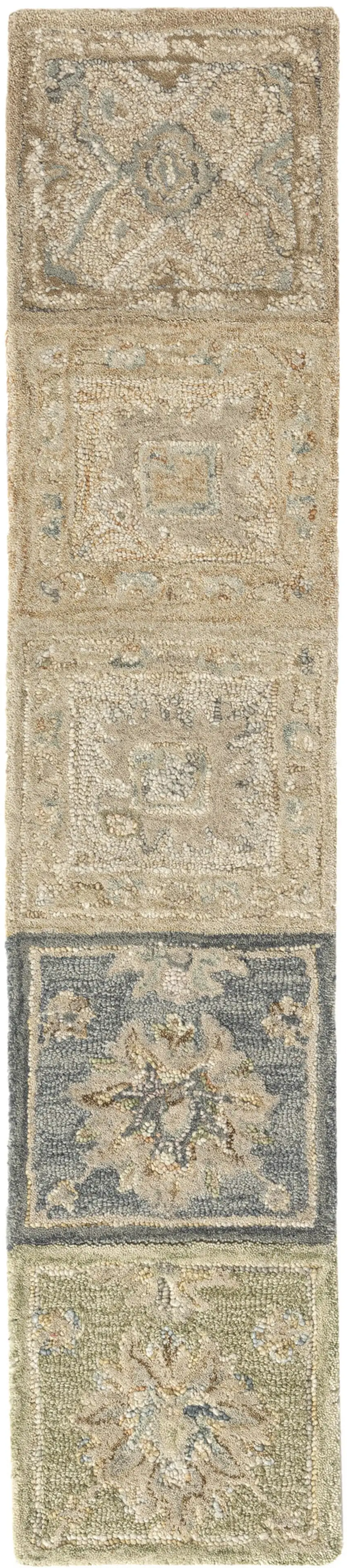 Beige And Gray Wool Floral Hand Tufted Area Rug Photo 5