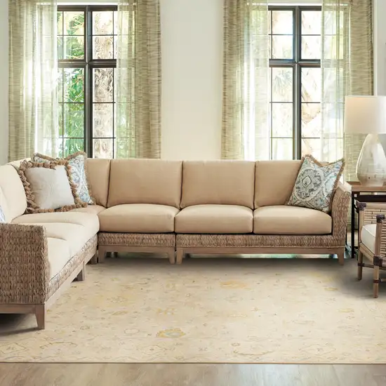 Beige And Gray Wool Oriental Hand Knotted Area Rug Photo 6