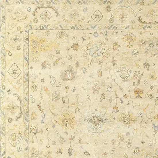 Beige And Gray Wool Oriental Hand Knotted Area Rug Photo 4