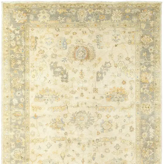 Beige And Gray Wool Oriental Hand Knotted Area Rug Photo 2