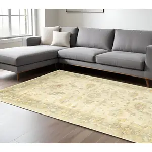 Photo of Beige And Gray Wool Oriental Hand Knotted Area Rug