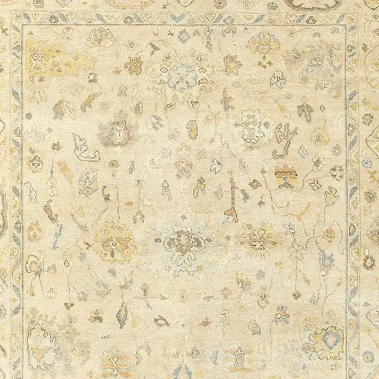 Beige And Gray Wool Oriental Hand Knotted Area Rug Photo 5