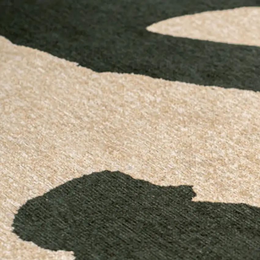 Beige And Green Abstract Washable Area Rug With UV Protection Photo 6