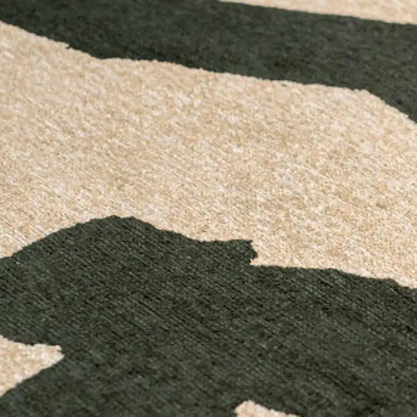 Beige And Green Abstract Washable Area Rug With UV Protection Photo 7