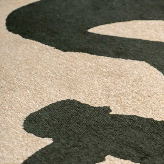 Beige And Green Abstract Washable Area Rug With UV Protection Photo 8