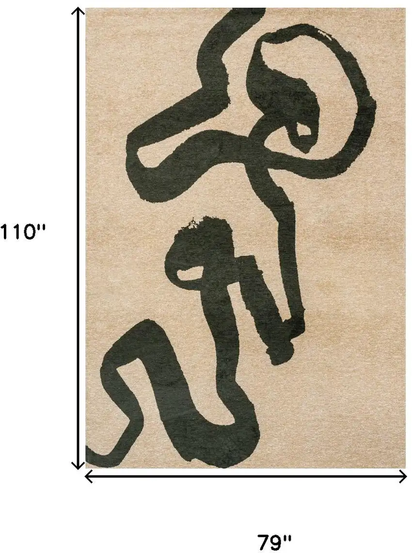 Beige And Green Abstract Washable Area Rug With UV Protection Photo 9