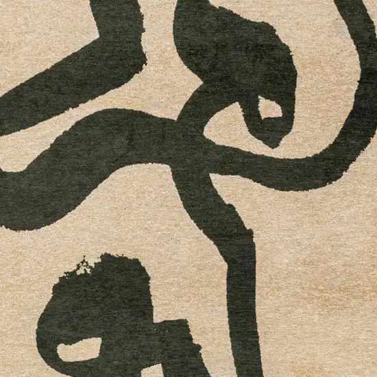 Beige And Green Abstract Washable Area Rug With UV Protection Photo 2