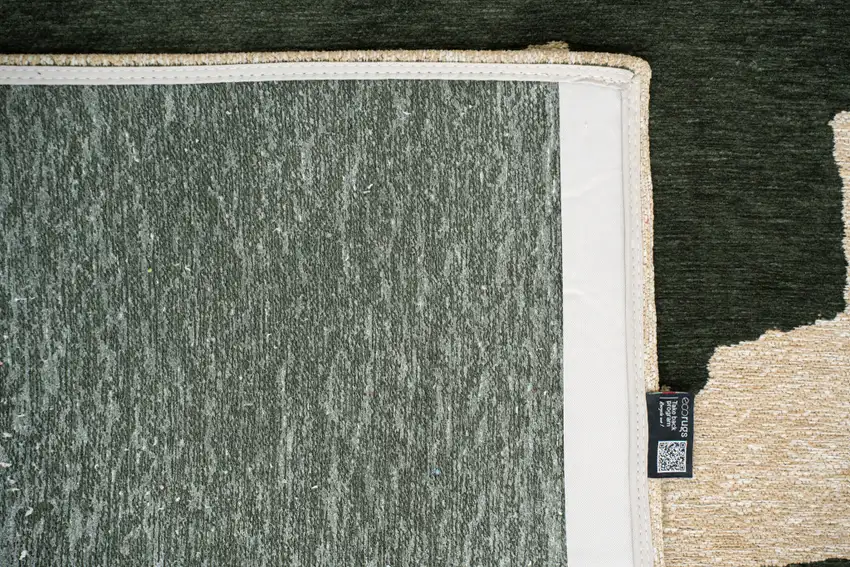 Beige And Green Abstract Washable Area Rug With UV Protection Photo 9