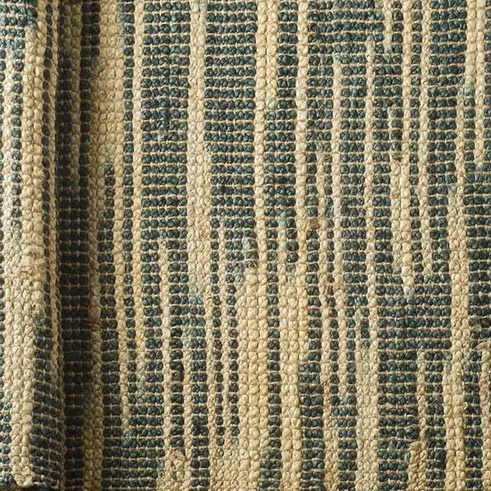 Beige And Green Jute Abstract Hand Woven Area Rug Photo 3