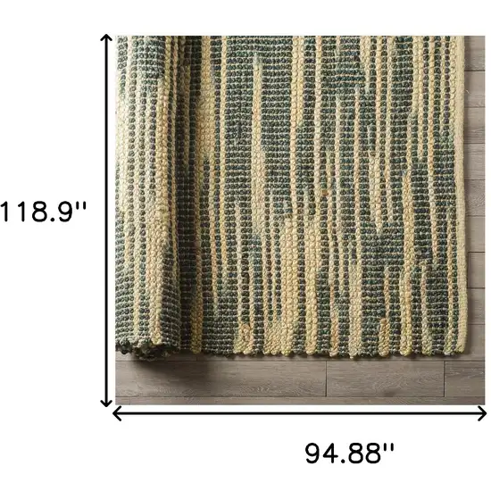 Beige And Green Jute Abstract Hand Woven Area Rug Photo 5