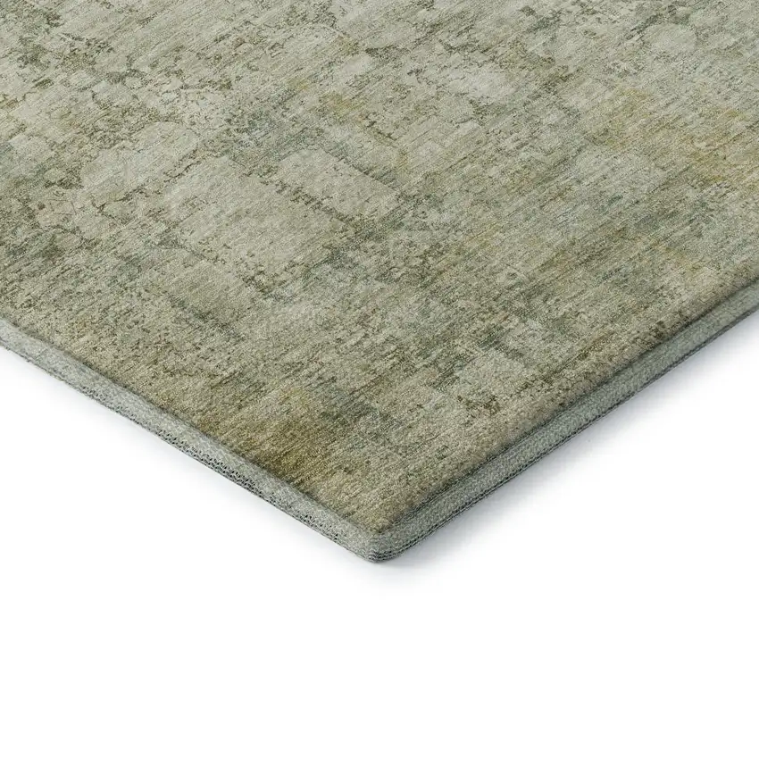Beige And Green Oriental Washable Area Rug With UV Protection Photo 8