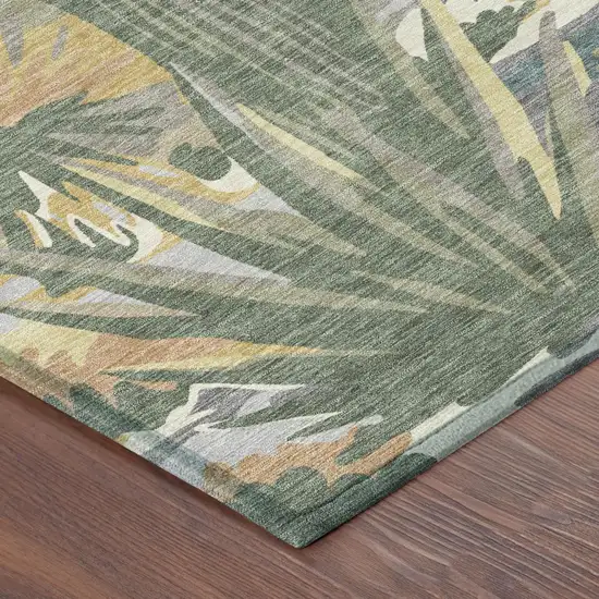 Beige And Green Trees Washable Indoor Outdoor Area Rug Photo 5