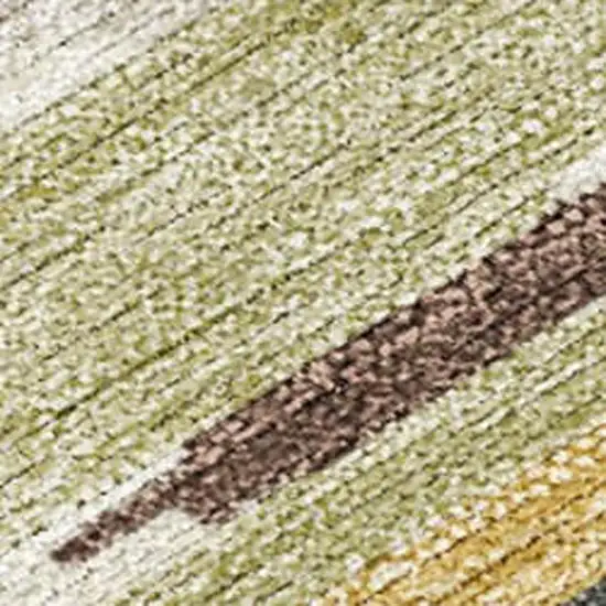 Beige And Green Tribal Washable Indoor Outdoor Area Rug Photo 3