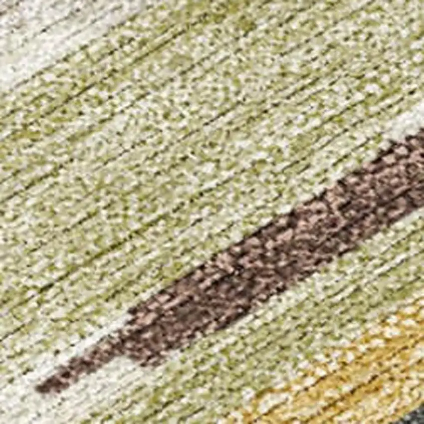 Beige And Green Tribal Washable Indoor Outdoor Area Rug Photo 3