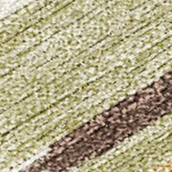 Beige And Green Tribal Washable Indoor Outdoor Area Rug Photo 1