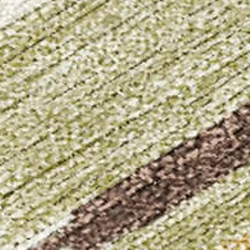 Beige And Green Tribal Washable Indoor Outdoor Area Rug Photo 1