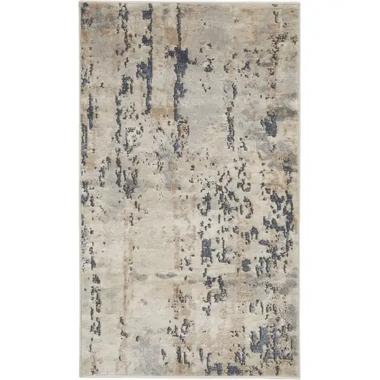 Beige And Grey Abstract Power Loom Non Skid Area Rug Photo 3