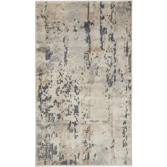 Beige And Grey Abstract Power Loom Non Skid Area Rug Photo 1