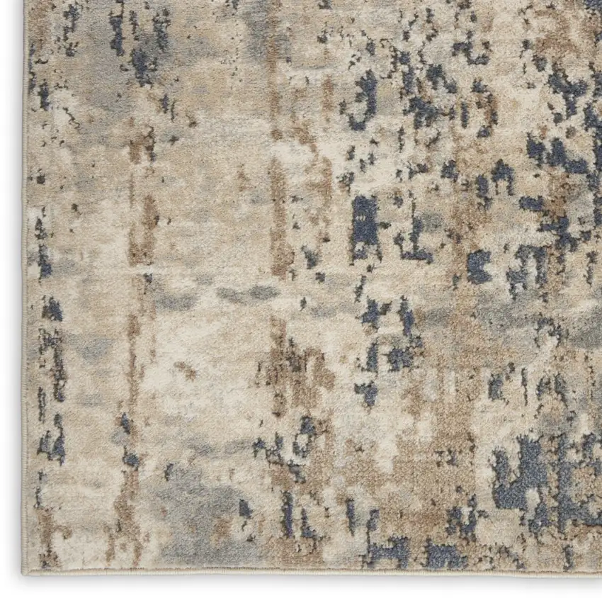 Beige And Grey Abstract Power Loom Non Skid Area Rug Photo 9