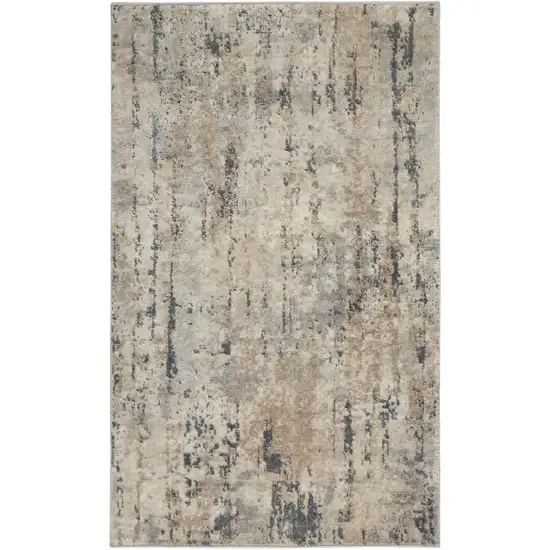 Beige And Grey Abstract Power Loom Non Skid Area Rug Photo 4