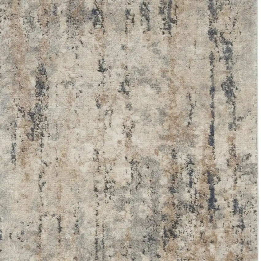 Beige And Grey Abstract Power Loom Non Skid Area Rug Photo 1