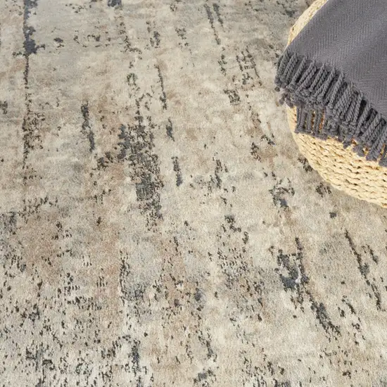 Beige And Grey Abstract Power Loom Non Skid Area Rug Photo 9