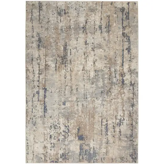 Beige And Grey Abstract Power Loom Non Skid Area Rug Photo 2
