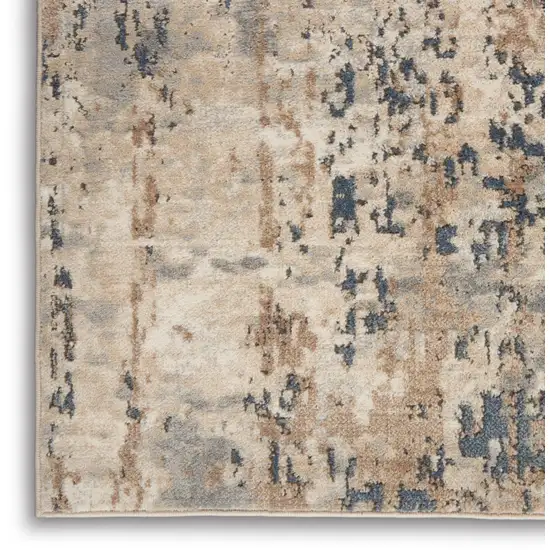 Beige And Grey Abstract Power Loom Non Skid Area Rug Photo 9