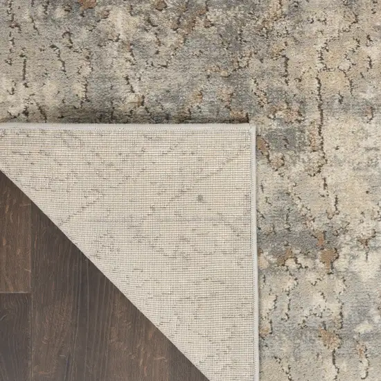 Beige And Grey Abstract Power Loom Non Skid Area Rug Photo 9
