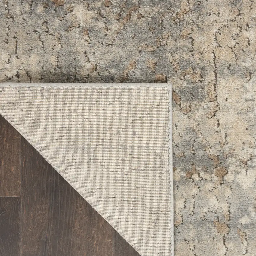 Beige And Grey Abstract Power Loom Non Skid Area Rug Photo 9