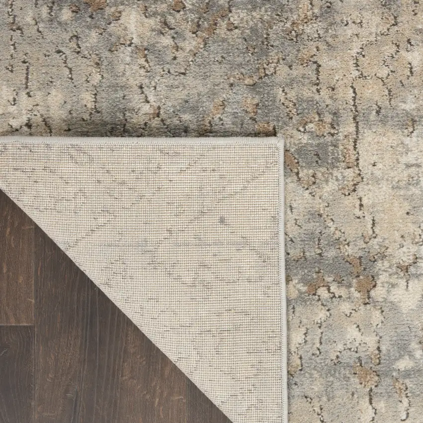 Beige And Grey Abstract Power Loom Non Skid Area Rug Photo 5