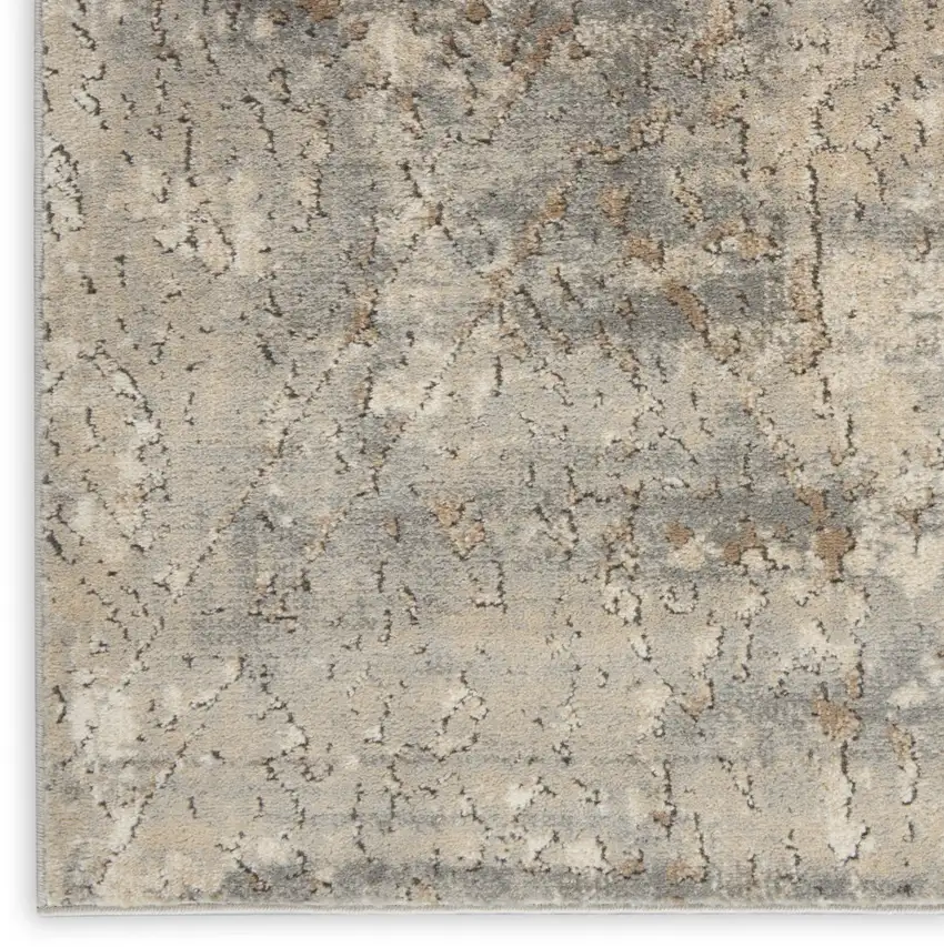 Beige And Grey Abstract Power Loom Non Skid Area Rug Photo 8