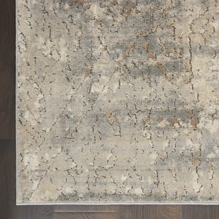 Beige And Grey Abstract Power Loom Non Skid Area Rug Photo 9
