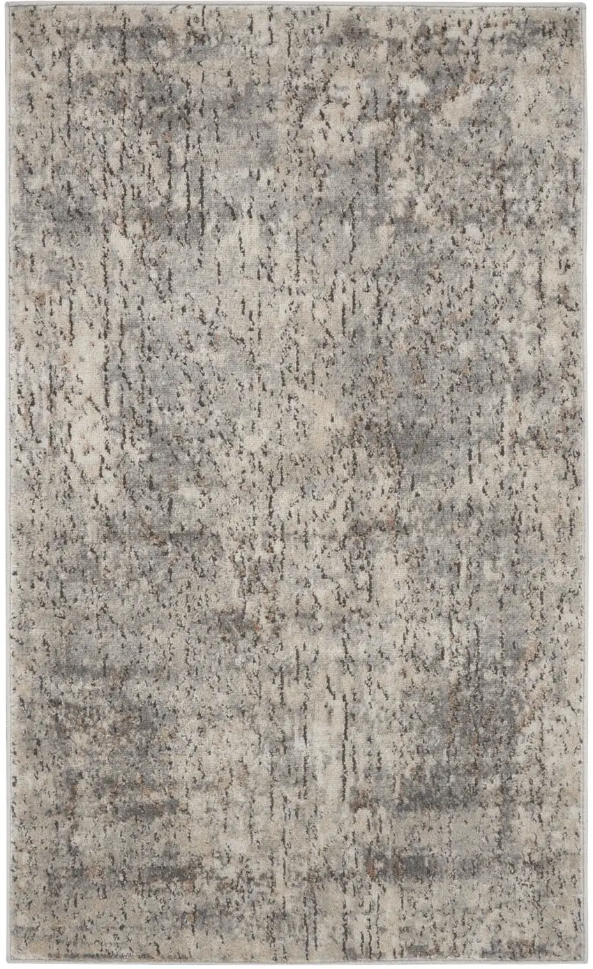 Beige And Grey Abstract Power Loom Non Skid Area Rug Photo 9