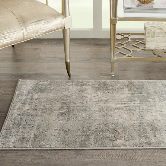 Beige And Grey Abstract Power Loom Non Skid Area Rug Photo 5
