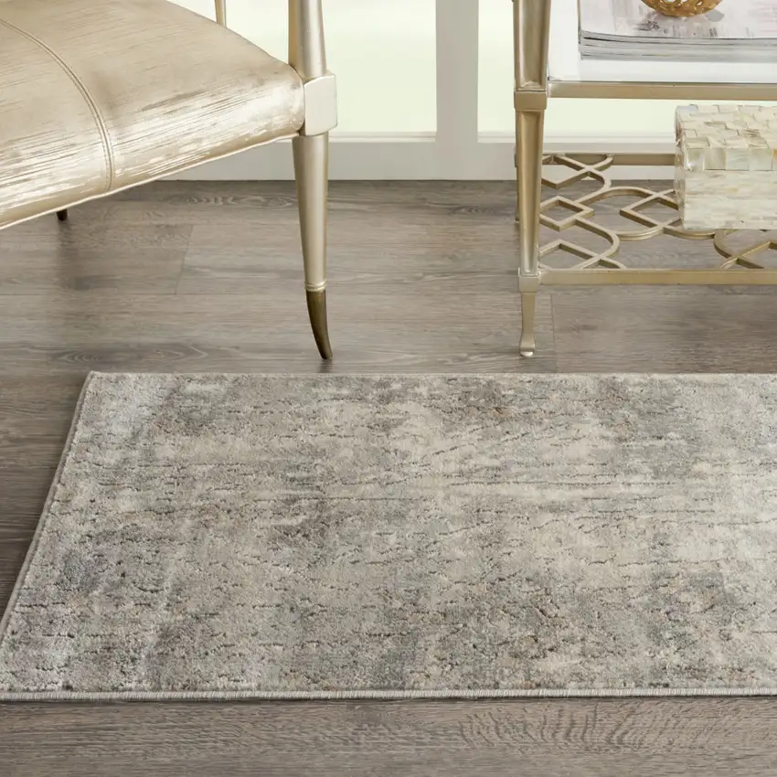 Beige And Grey Abstract Power Loom Non Skid Area Rug Photo 5