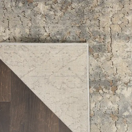 Beige And Grey Abstract Power Loom Non Skid Area Rug Photo 9