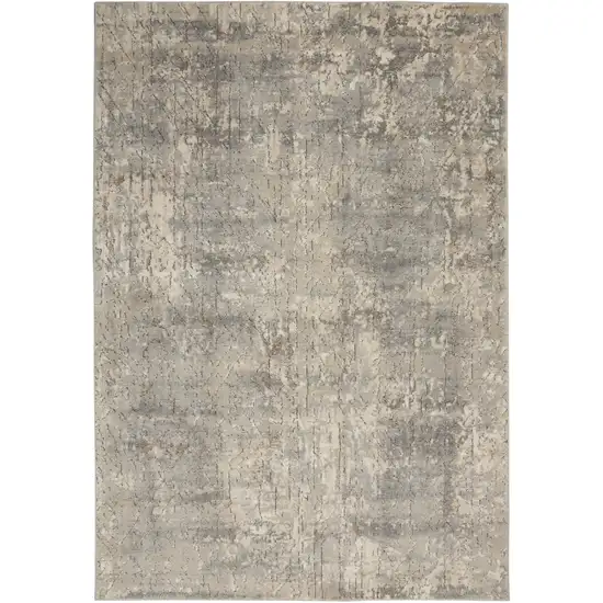 Beige And Grey Abstract Power Loom Non Skid Area Rug Photo 2