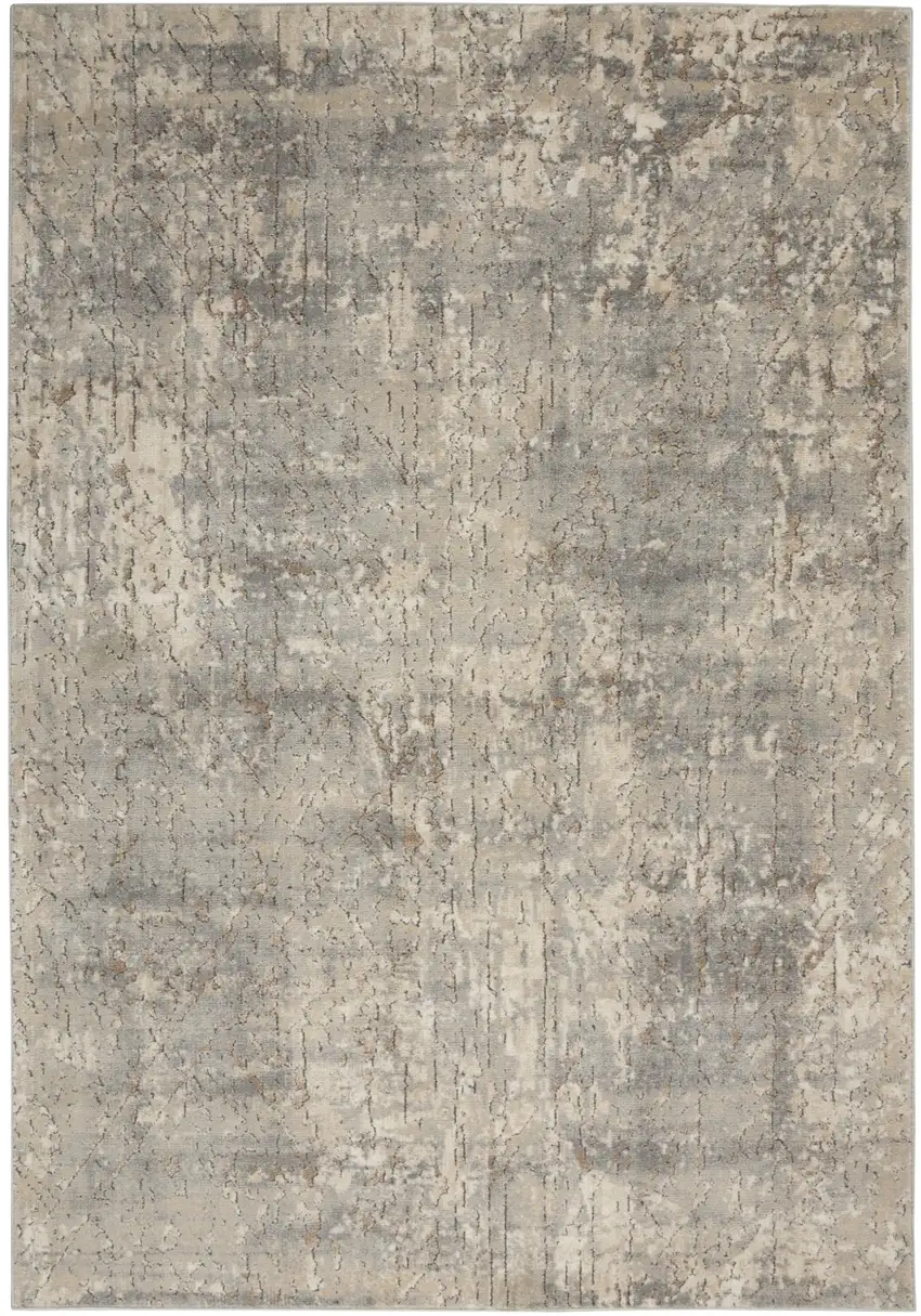 Beige And Grey Abstract Power Loom Non Skid Area Rug Photo 2