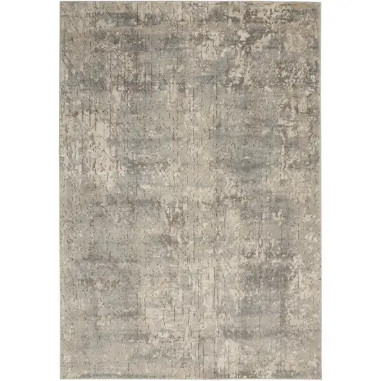 Beige And Grey Abstract Power Loom Non Skid Area Rug Photo 2