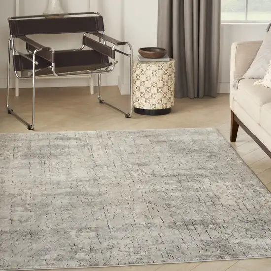 Beige And Grey Abstract Power Loom Non Skid Area Rug Photo 3
