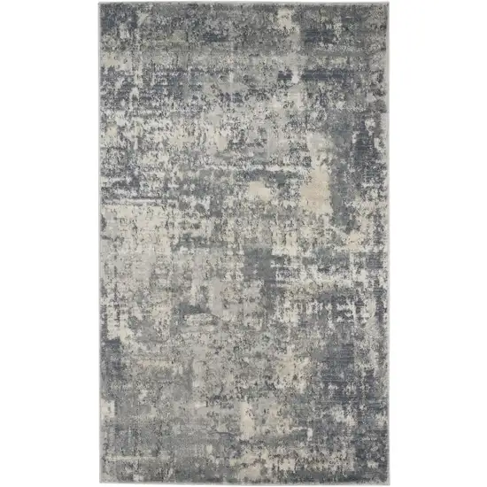 Beige And Grey Abstract Power Loom Non Skid Area Rug Photo 2