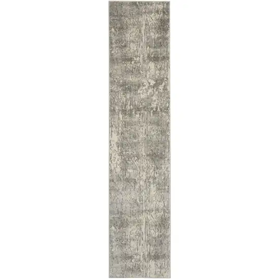 2' X 8' Beige And Grey Abstract Power Loom Non Skid Runner Rug Photo 4