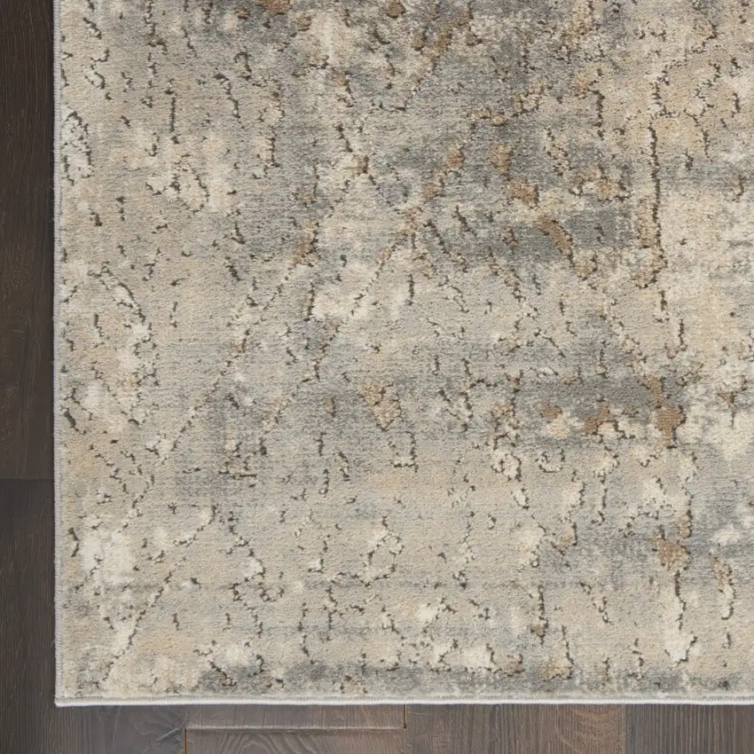 2' X 8' Beige And Grey Abstract Power Loom Non Skid Runner Rug Photo 9