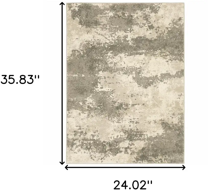 Beige And Grey Abstract Power Loom Stain Resistant Area Rug Photo 10